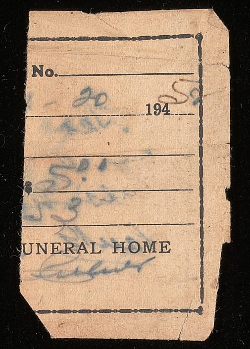  Fragment of a receipt from a funeral home 