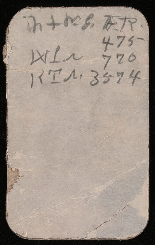  List on a small card, with numbers 