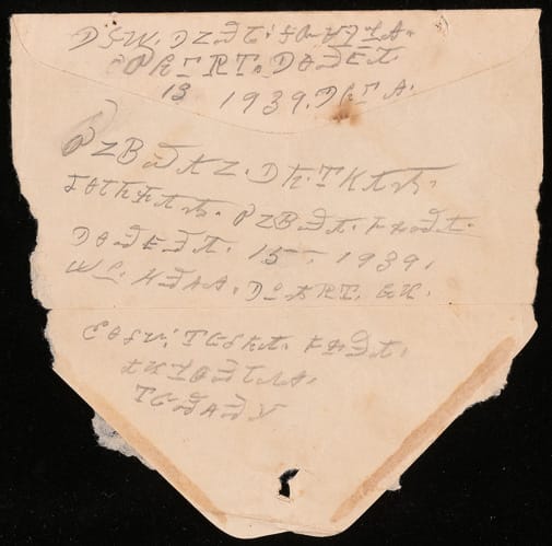  Recto: funeral notice for Ade:lanosda Ganov:sanu:lv:hi; verso: envelope addressed to Mr. Jim Hair, Echota, Oklahoma. 