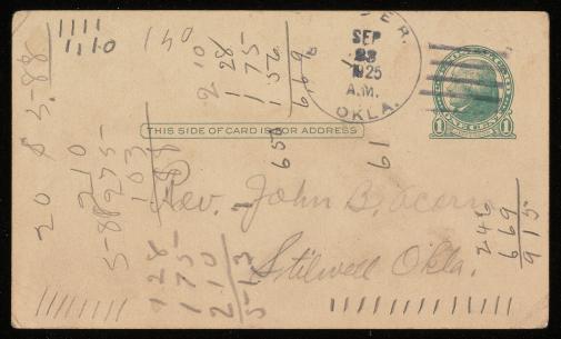  Postcard to Rev. John B. Acorn 